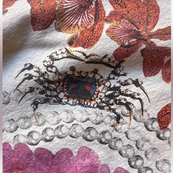 ROBERTO CAVALLI Vintage Orchid Jeweled Sea Life Gored Sexy Denim Skirt U… - Picture 6 of 15